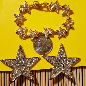 Star Rhinestone Earrings & Bracelet Set.